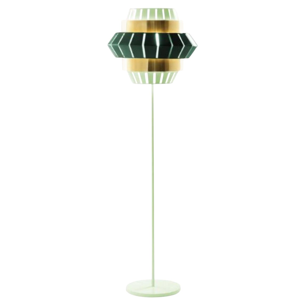 Dream and Moss Comb Floor Lamp with Brass Ring by Dooq For Sale