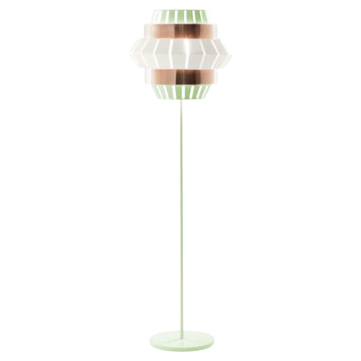 Dream and Ivory Comb Floor Lamp with Copper Ring by Dooq For Sale