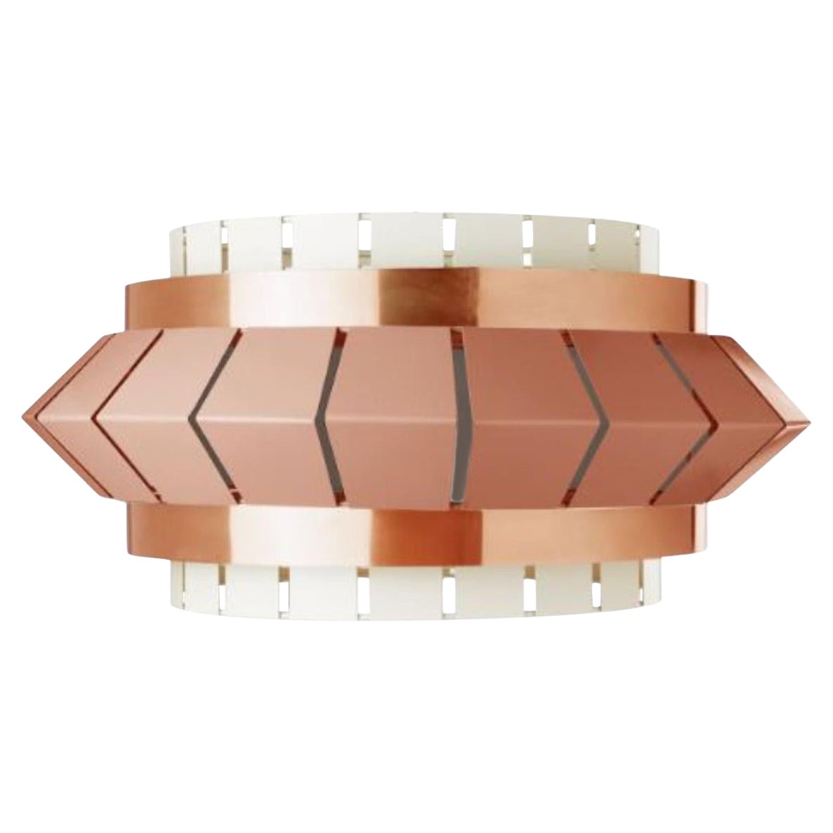 Ivory and Salmon Comb I Suspension Lamp with Copper Ring by Dooq For Sale