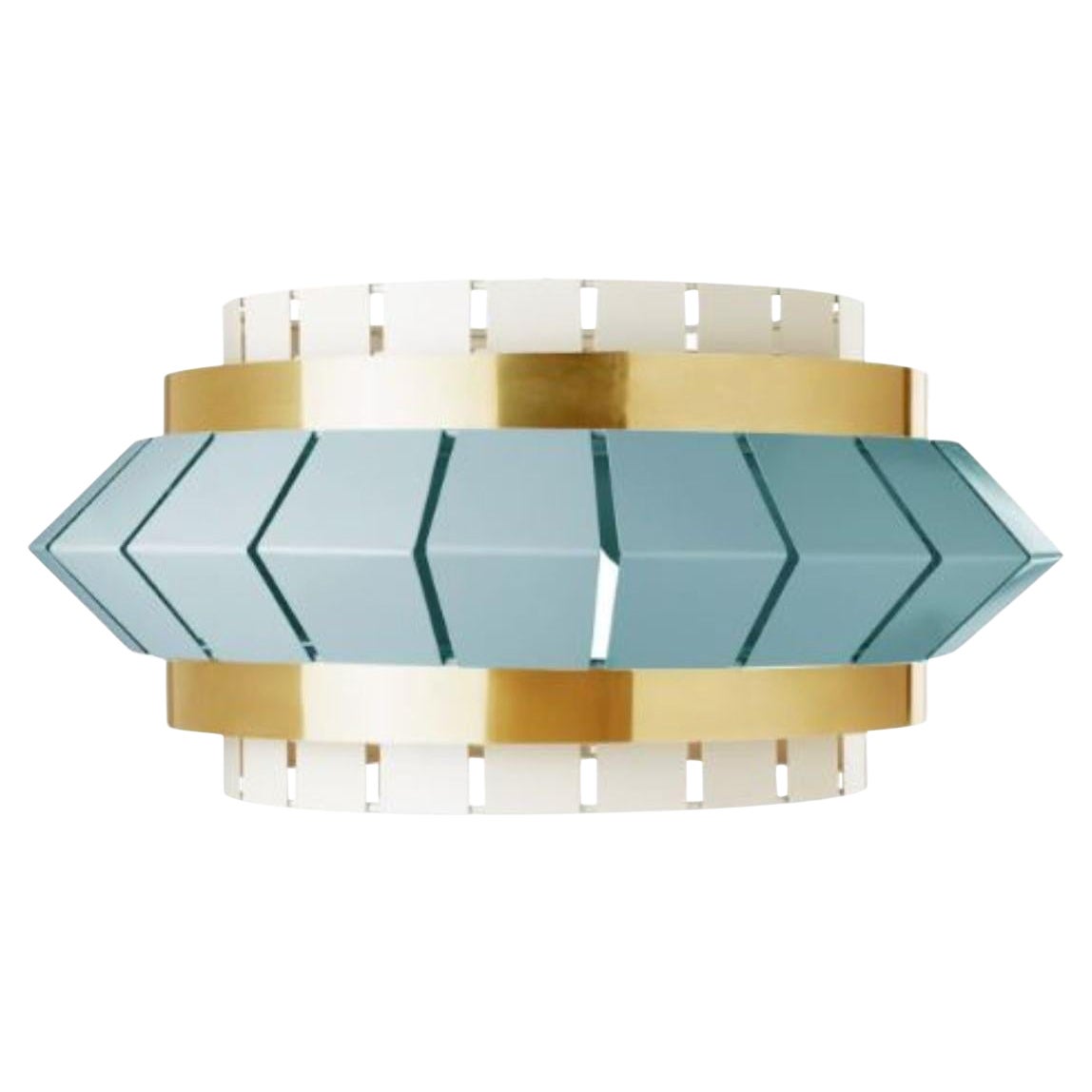 Ivory and Jade Comb I Suspension Lamp with Brass Ring by Dooq