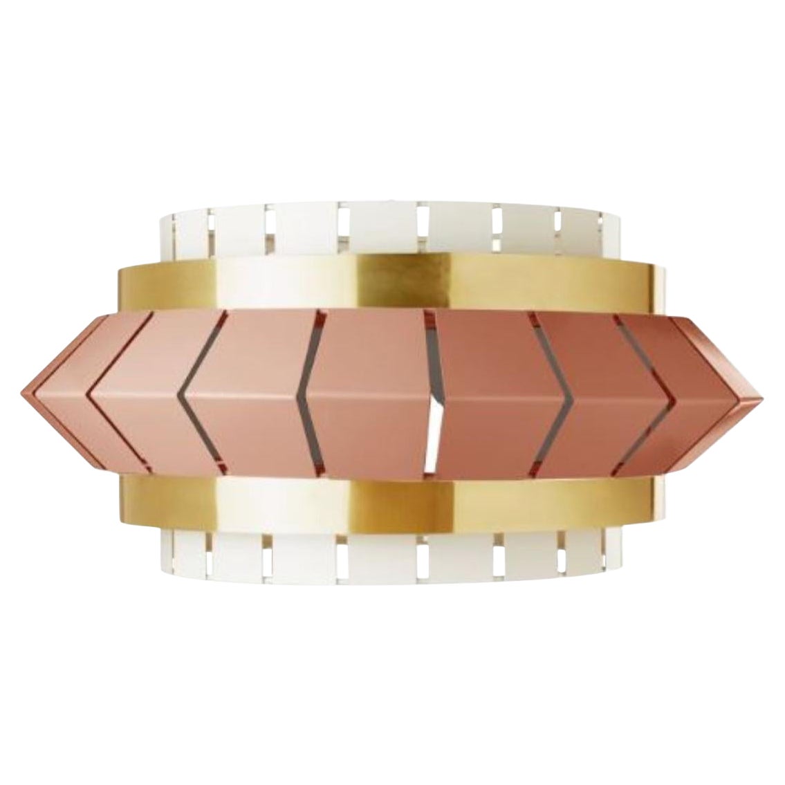Ivory and Salmon Comb I Suspension Lamp with Brass Ring by Dooq For Sale