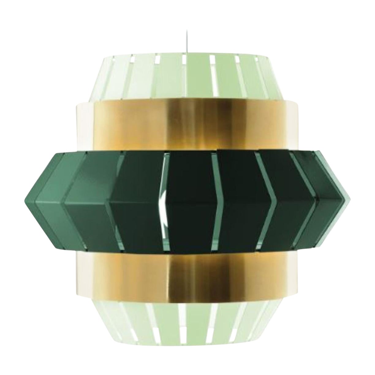 Dream and Moss Comb Suspension Lamp with Brass Ring by Dooq For Sale