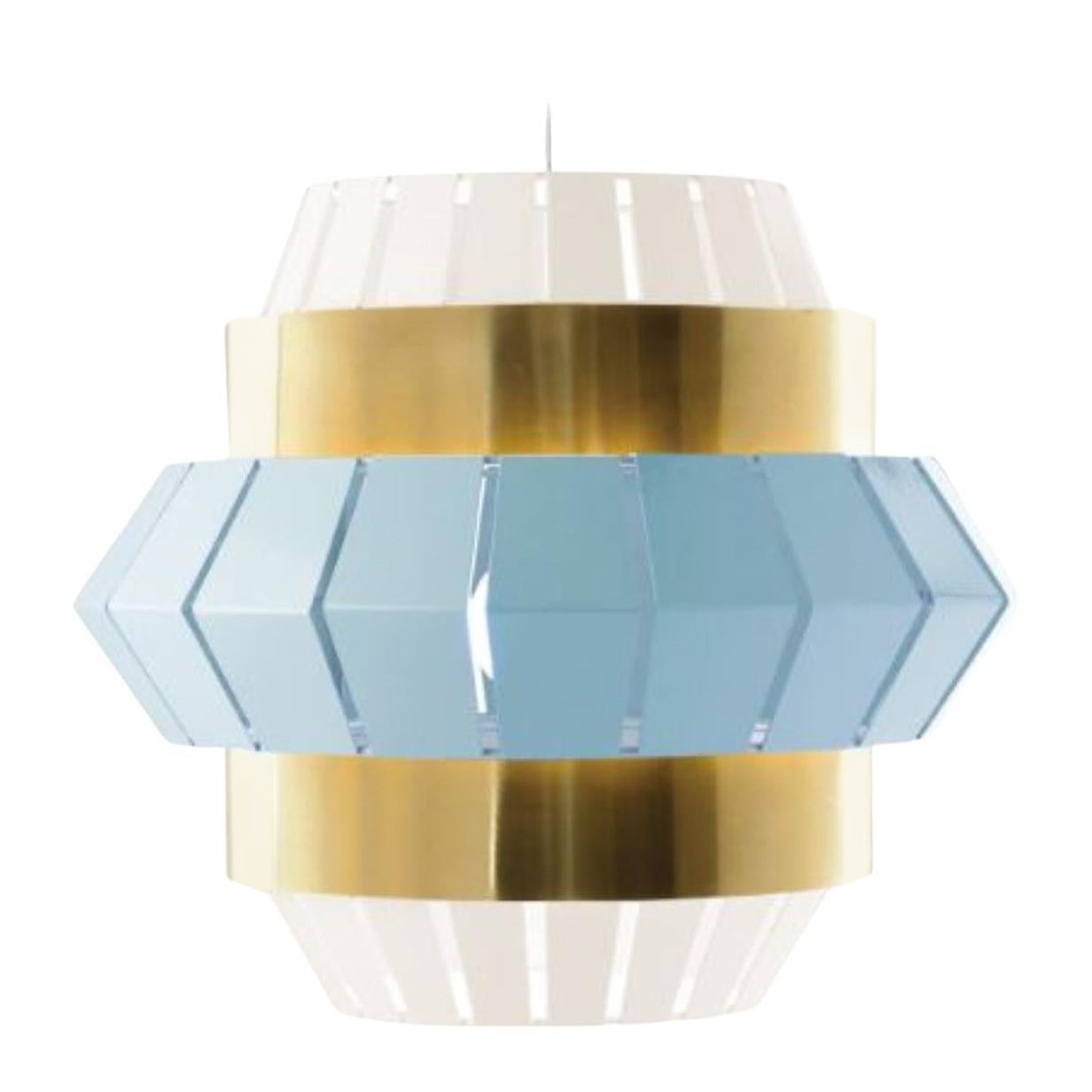 Ivory and Jade Comb Suspension Lamp with Brass Ring by Dooq For Sale