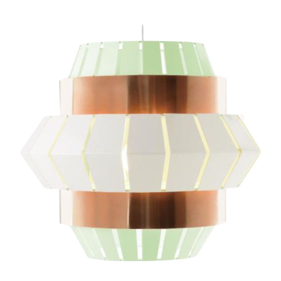 Dream and Ivory Comb Suspension Lamp with Copper Ring by Dooq For Sale