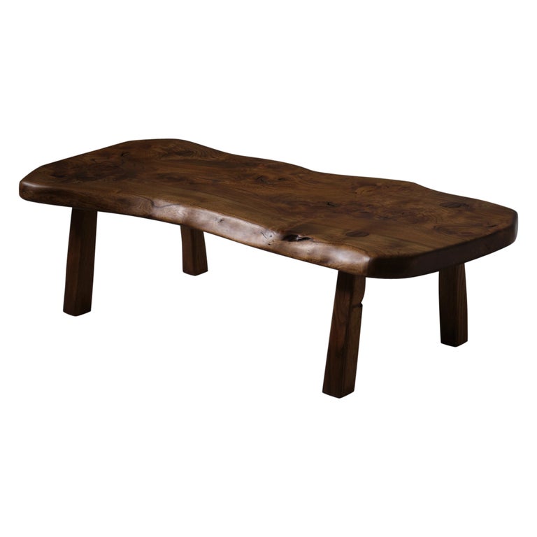 Elm wooden Free Form coffee table, France 1960s For Sale at 1stDibs