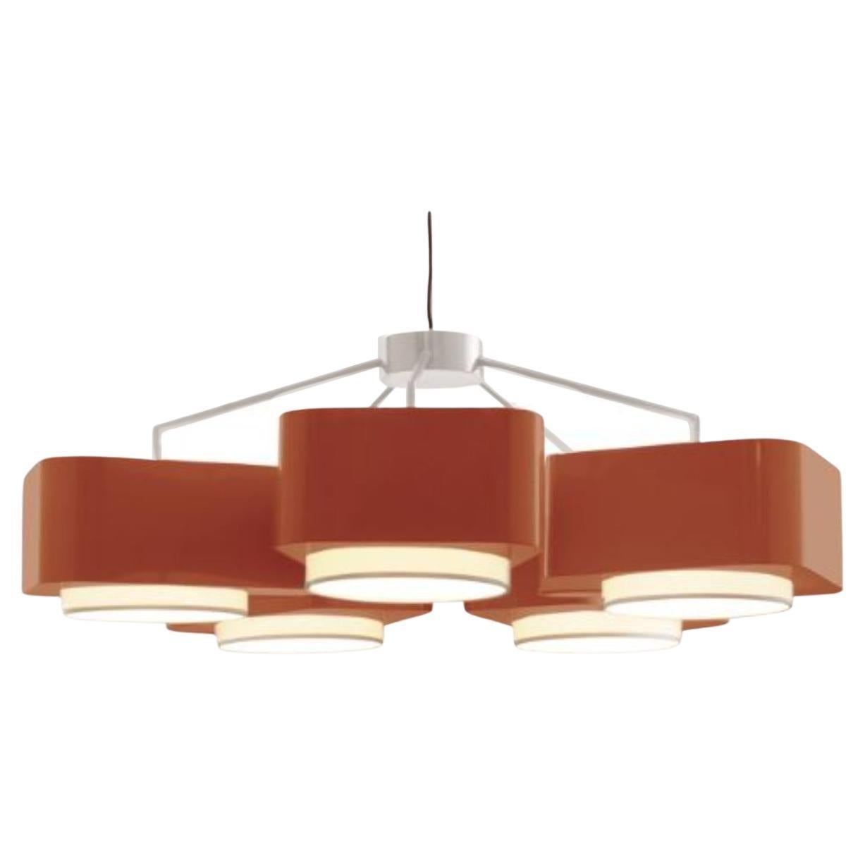 Taupe and Copper Carousel Suspension Lamp by Dooq For Sale