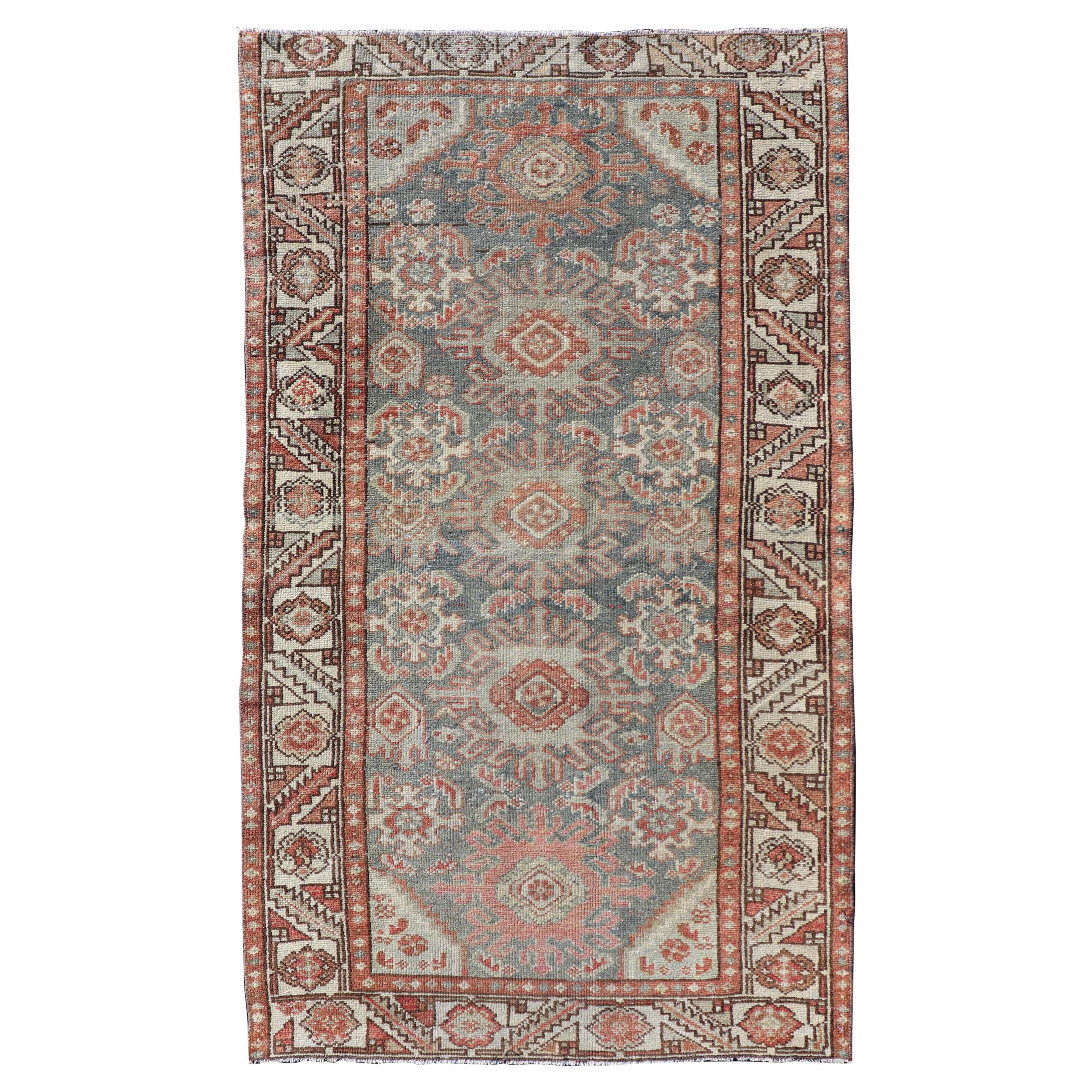 Colorful Antique Persian Hamadan Rug With Tribal Design by Keivan Woven Arts For Sale
