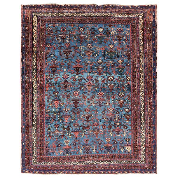 Antique Persian Afshar Rug in Beautiful Blue Background With Tribal ...