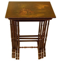 English Hand Painted Nest of Four Tables