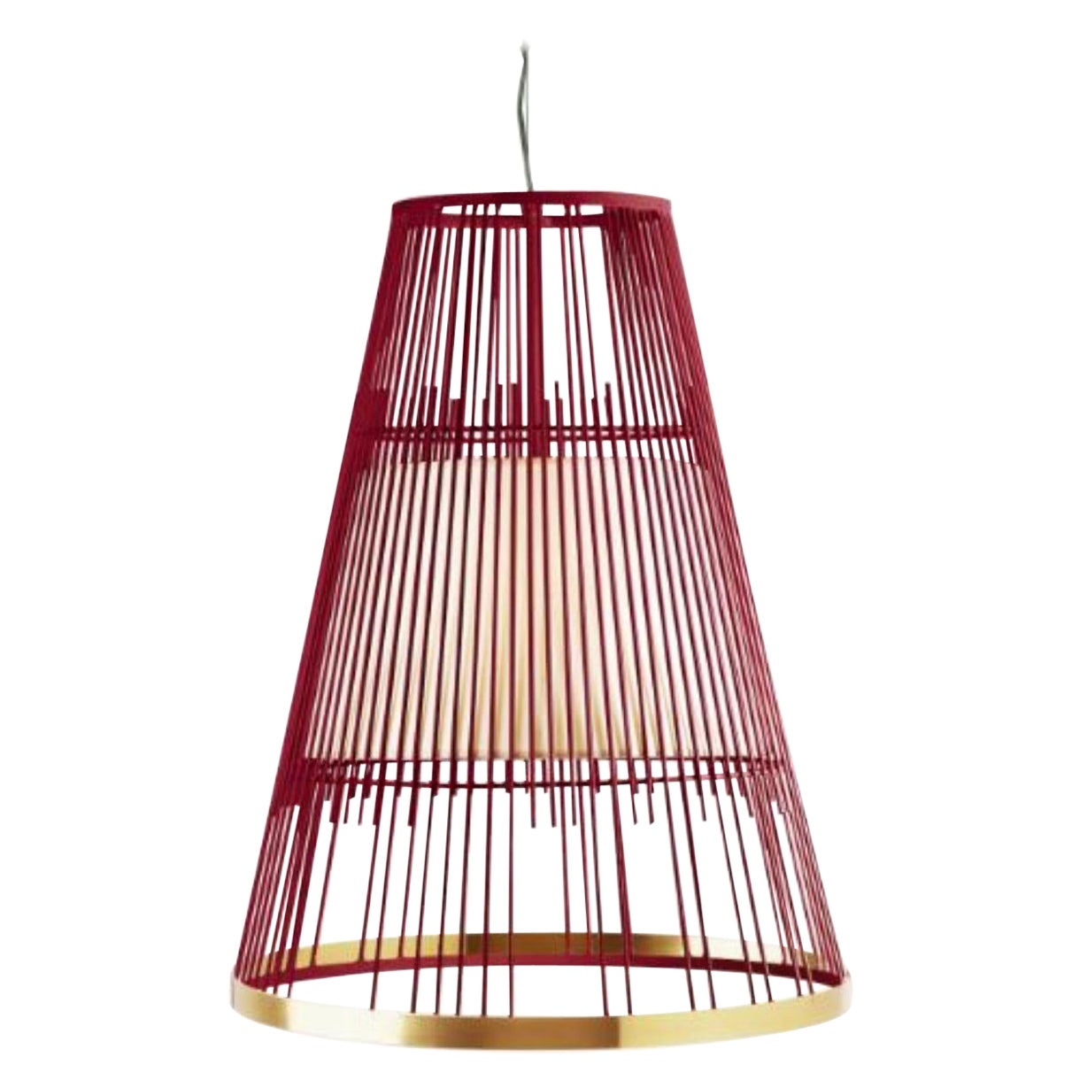 Lipstick Up Suspension Lamp with Brass Ring by Dooq For Sale