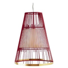 Lipstick Up Suspension Lamp with Brass Ring by Dooq