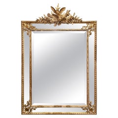 Antique French Louis XVI Gold Leaf Beveled Mirror, circa 1890
