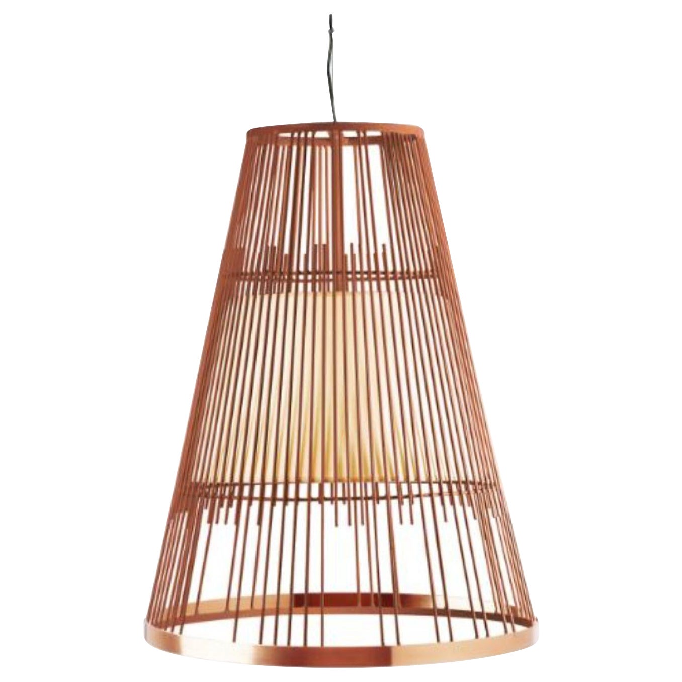 Salmon Up Suspension Lamp with Copper Ring by Dooq For Sale