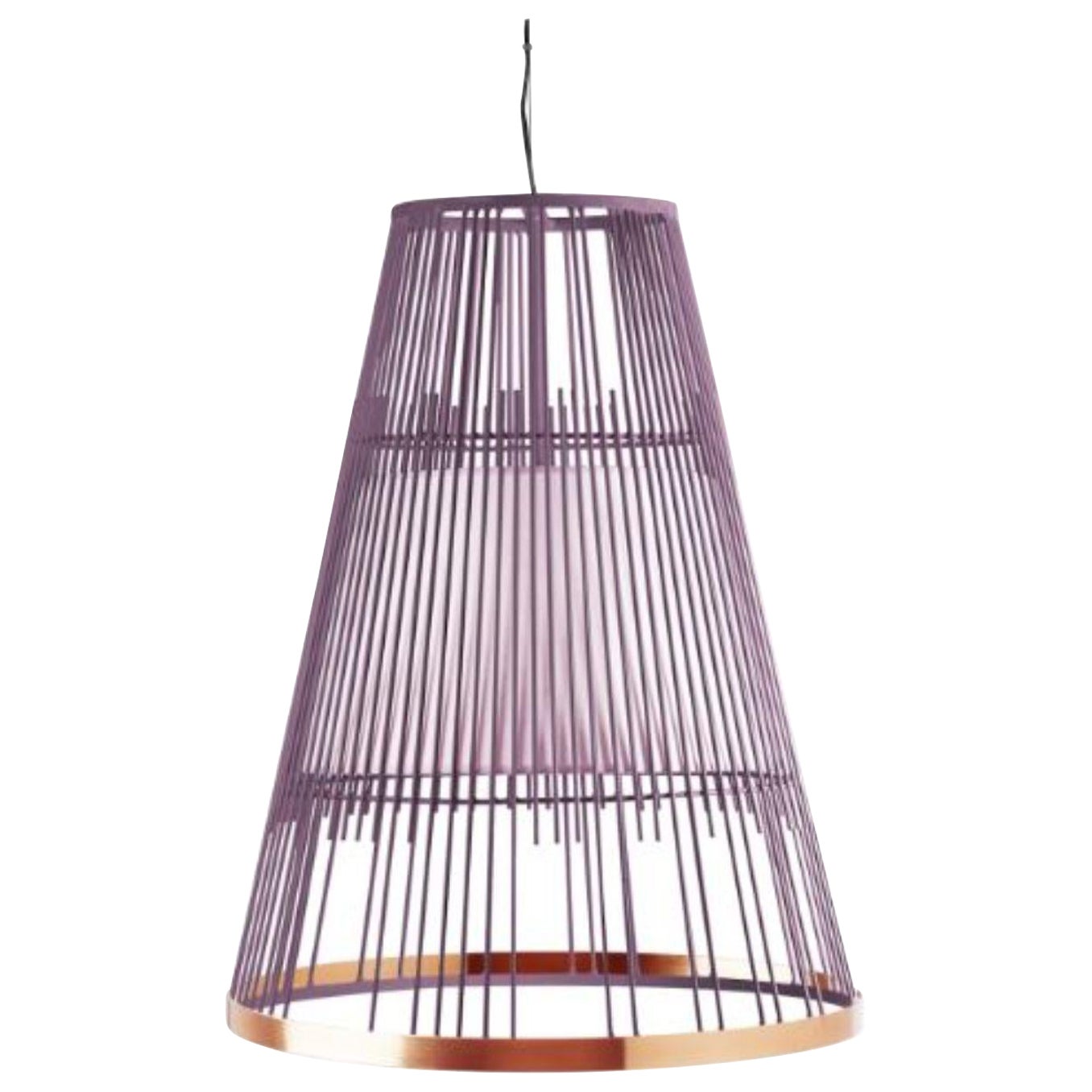 Lampe à suspension lilas avec anneau en cuivre de Dooq