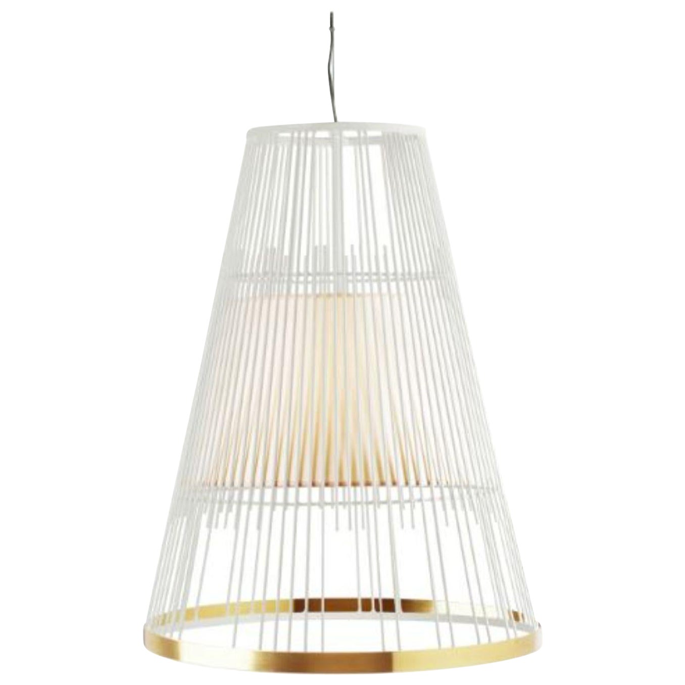 Ivory Up Suspension Lamp with Brass Ring by Dooq For Sale