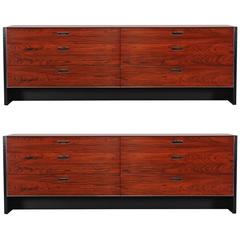 Pair of Robert Baron Rosewood Dressers or Chests for Glenn of California, 1970