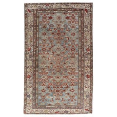 Antique Persian Malayer Rug with a Blue Field and All-Over Herati Design