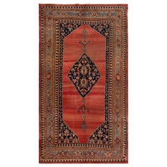 Handgefertigtes antikes persisches  Bidjar Medaillon-Wollteppich in Rost