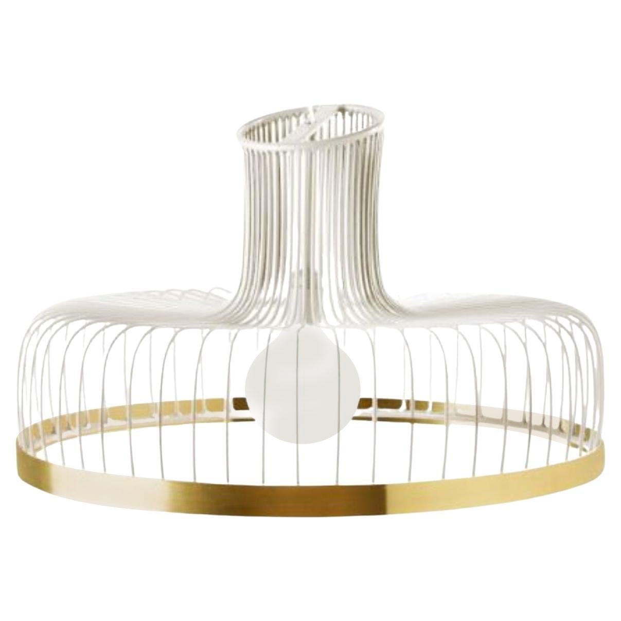 Ivory New Spider Suspension Lamp with Brass Ring by Dooq For Sale