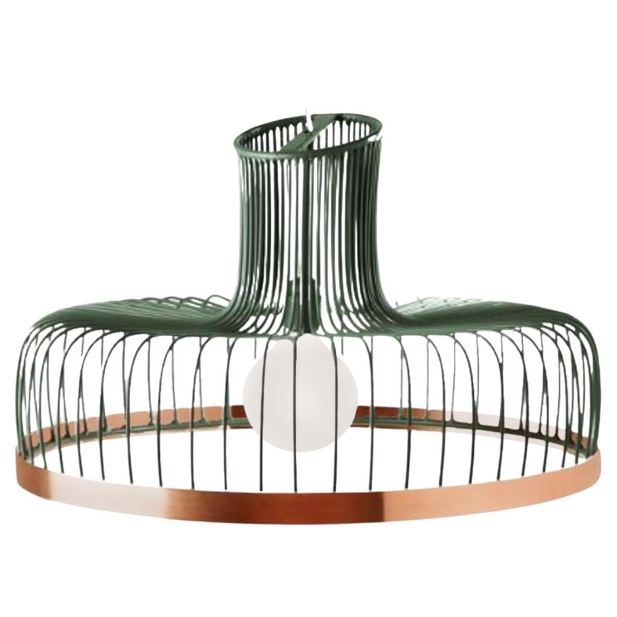 Moss New Spider Suspension Lamp with Copper Ring by Dooq For Sale