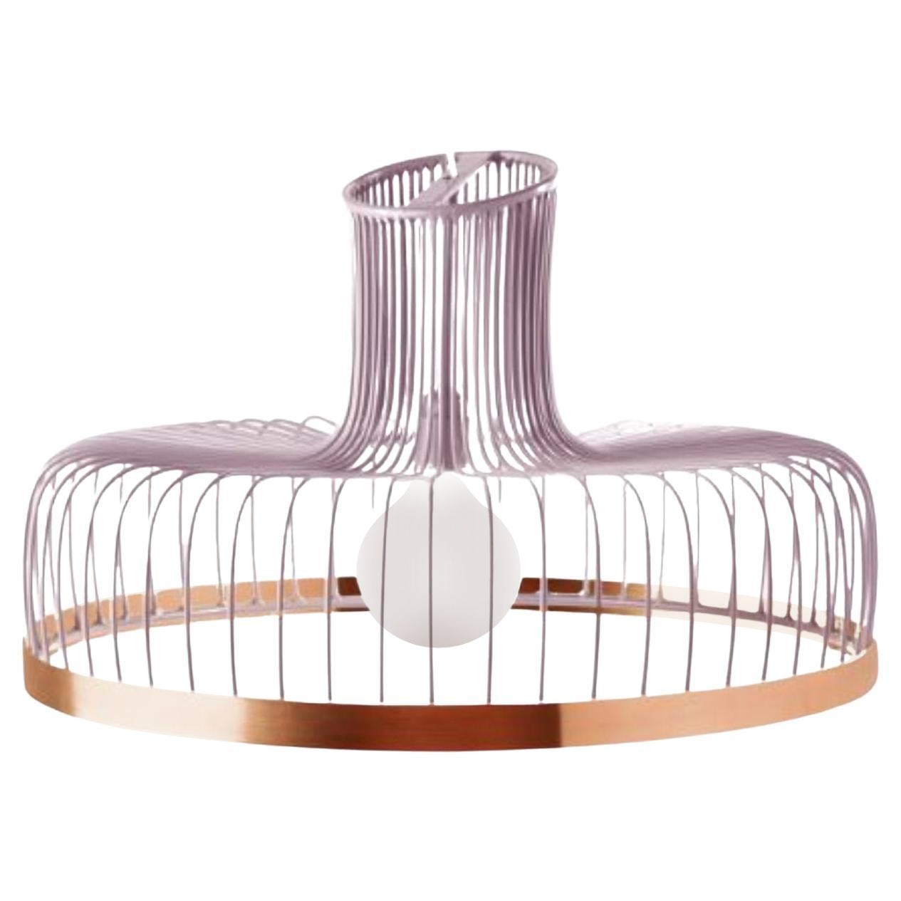 Lilac New Spider Suspension Lamp with Copper Ring by Dooq For Sale