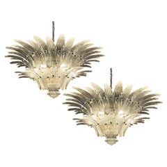 Luxurious pair of Italian leaf chandeliers, Murano