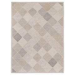 Rug & Kilim’s Scandinavian Style Kilim in White, Taupe & Gray Diamond Patterns