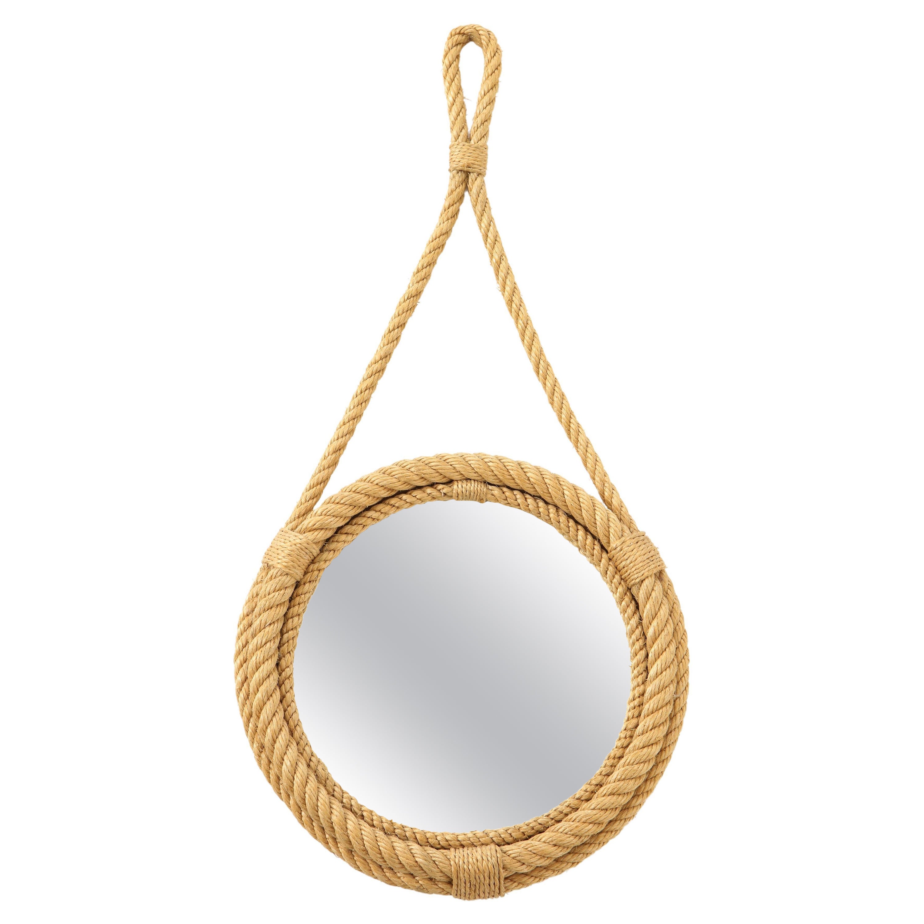 Petite Rope Wall Mirror by Audoux Minet, French, 1960s For Sale