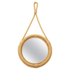 Vintage Petite Rope Wall Mirror by Audoux Minet, French, 1960s