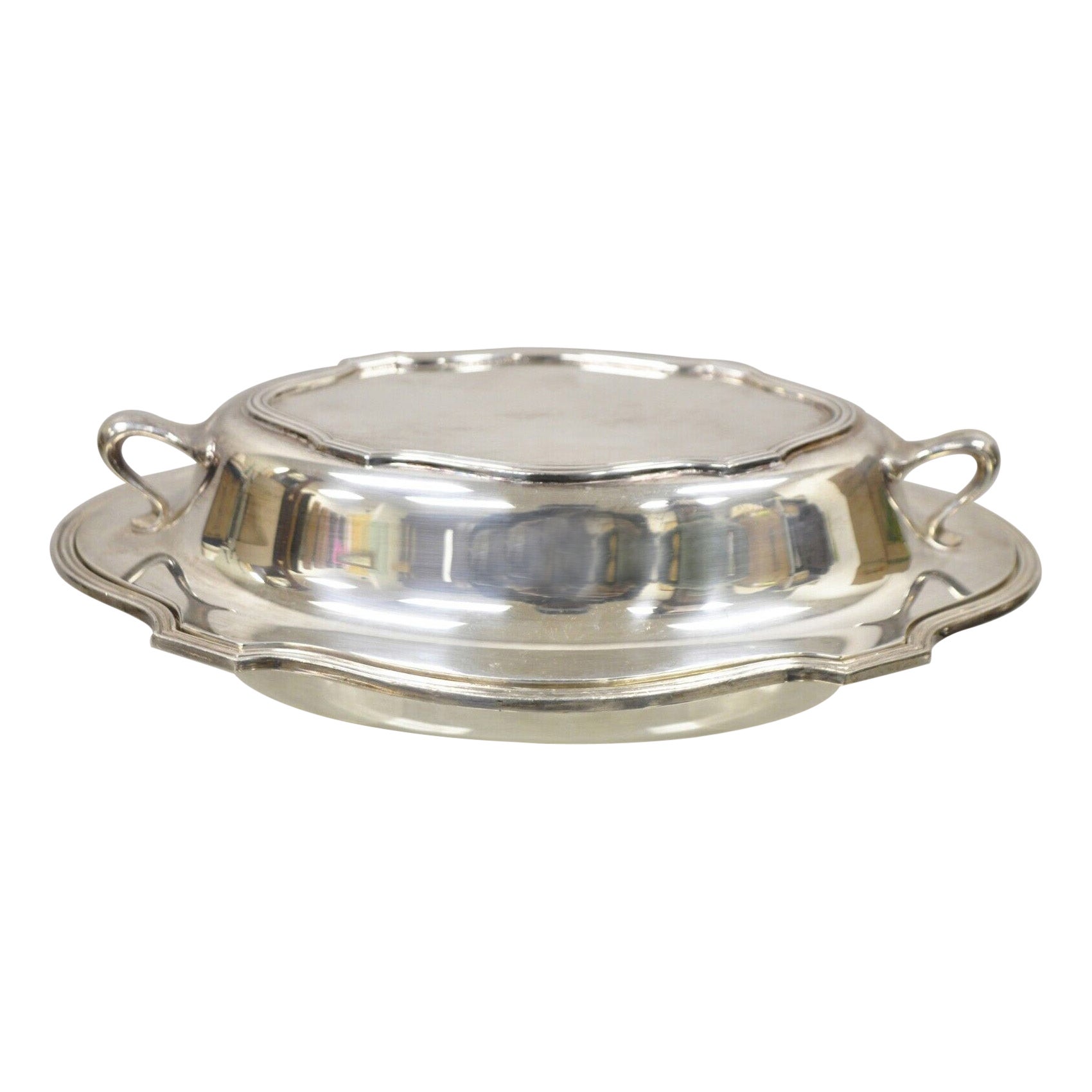 LBS Co English Regency Style Silver Plated Covered Serving Dish Vegetable Bowl For Sale