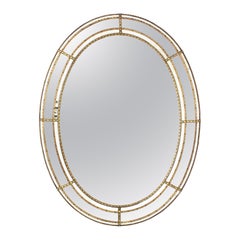 Venetian Style Oval Wall Mirror with Brass Details