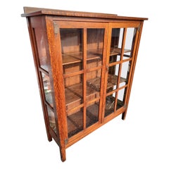 Arts & Crafts Oak Mission Bookcase/ China Cabinet by Stickley Brothers C1910
