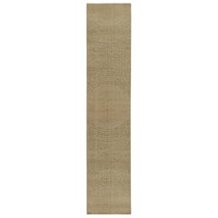 Rug & Kilim’s Distressed Style Runner in Beige & Green Abstract Dots Pattern