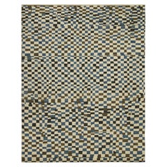 Tapis de style marocain de Rug & Kilim en motif à carreaux blanc, bleu et brun