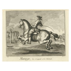 Antique Print of Horse Riding, Ballotade