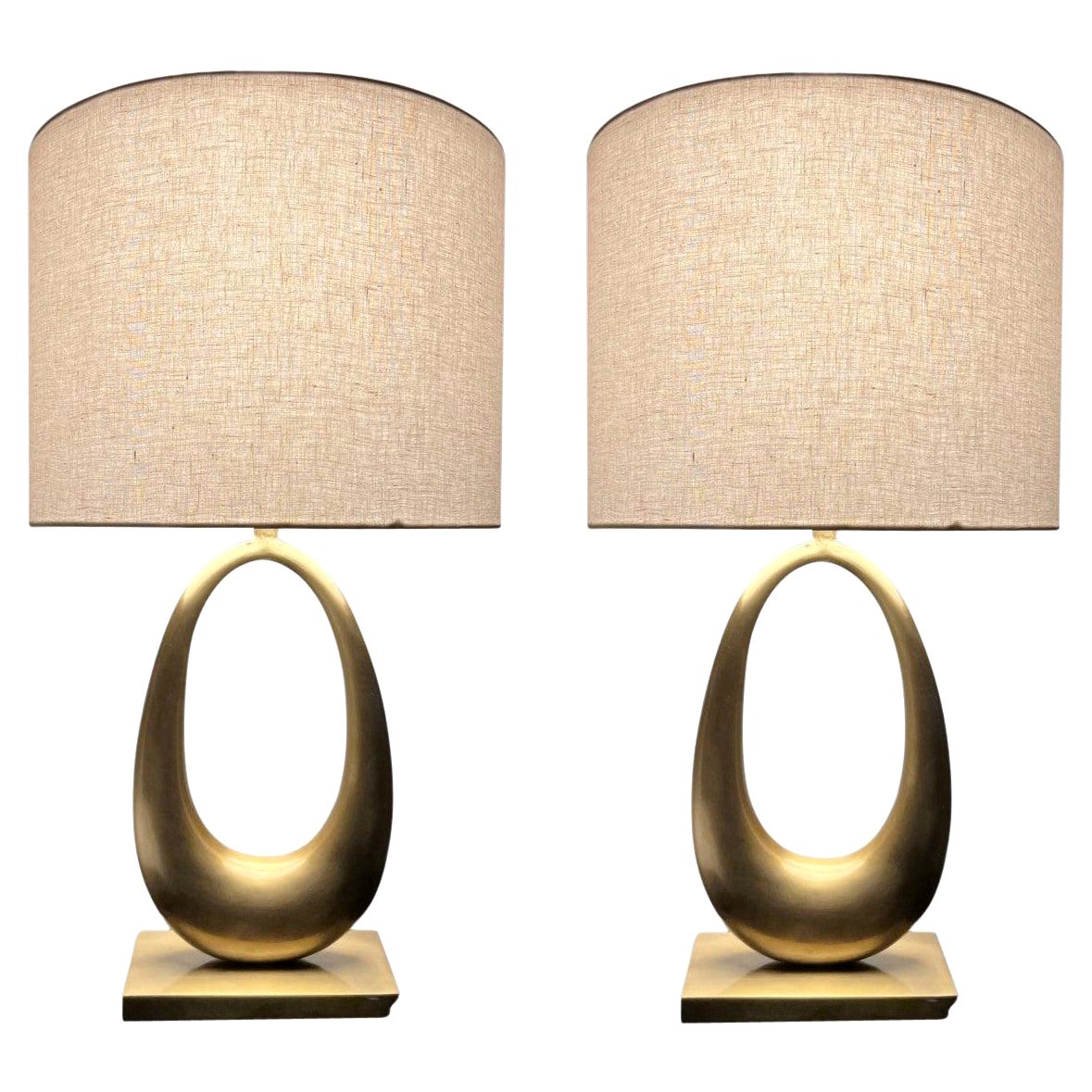 Pair of Bronze Jewel Table Lamps in Gold Finish by Elan Atelier