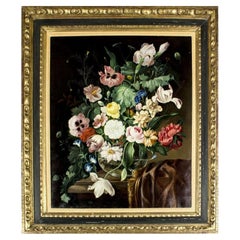 Pintura al óleo austriaca del siglo XX Naturaleza muerta con flores de Franz Xaver Pieler