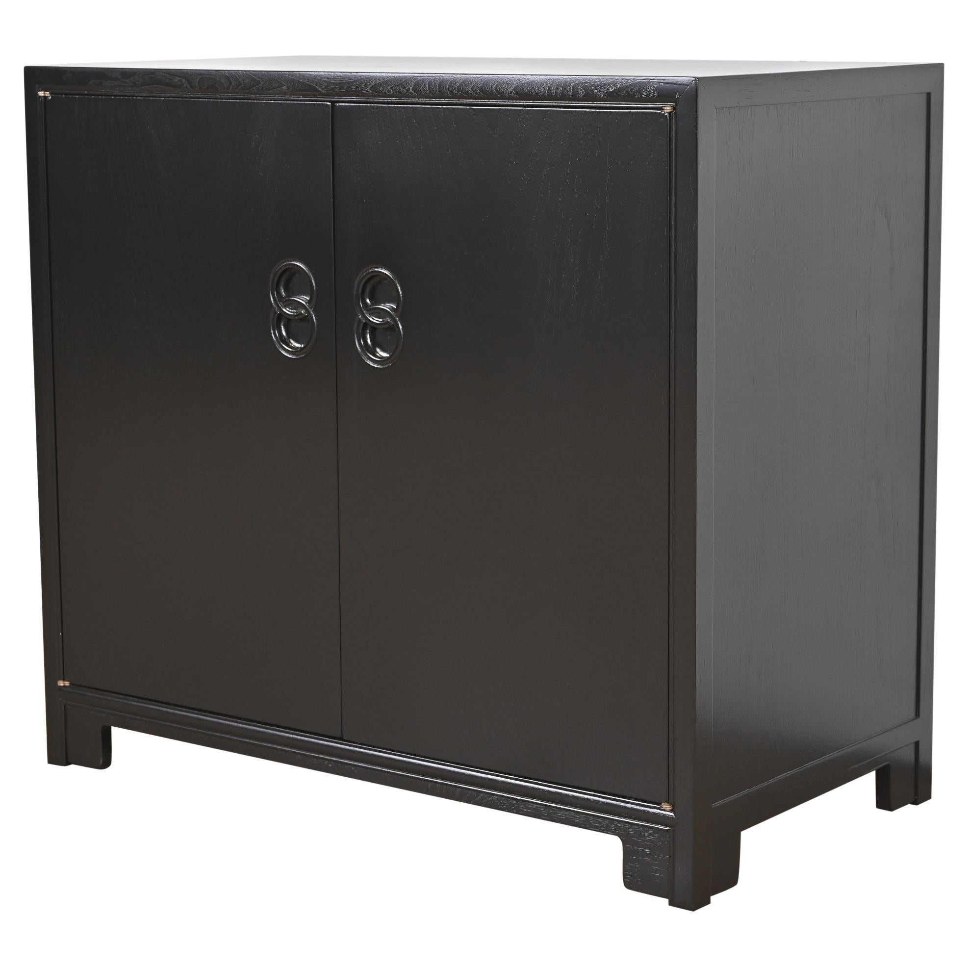 Michael Taylor for Baker Far East Collection Black Lacquered Chest of Drawers For Sale