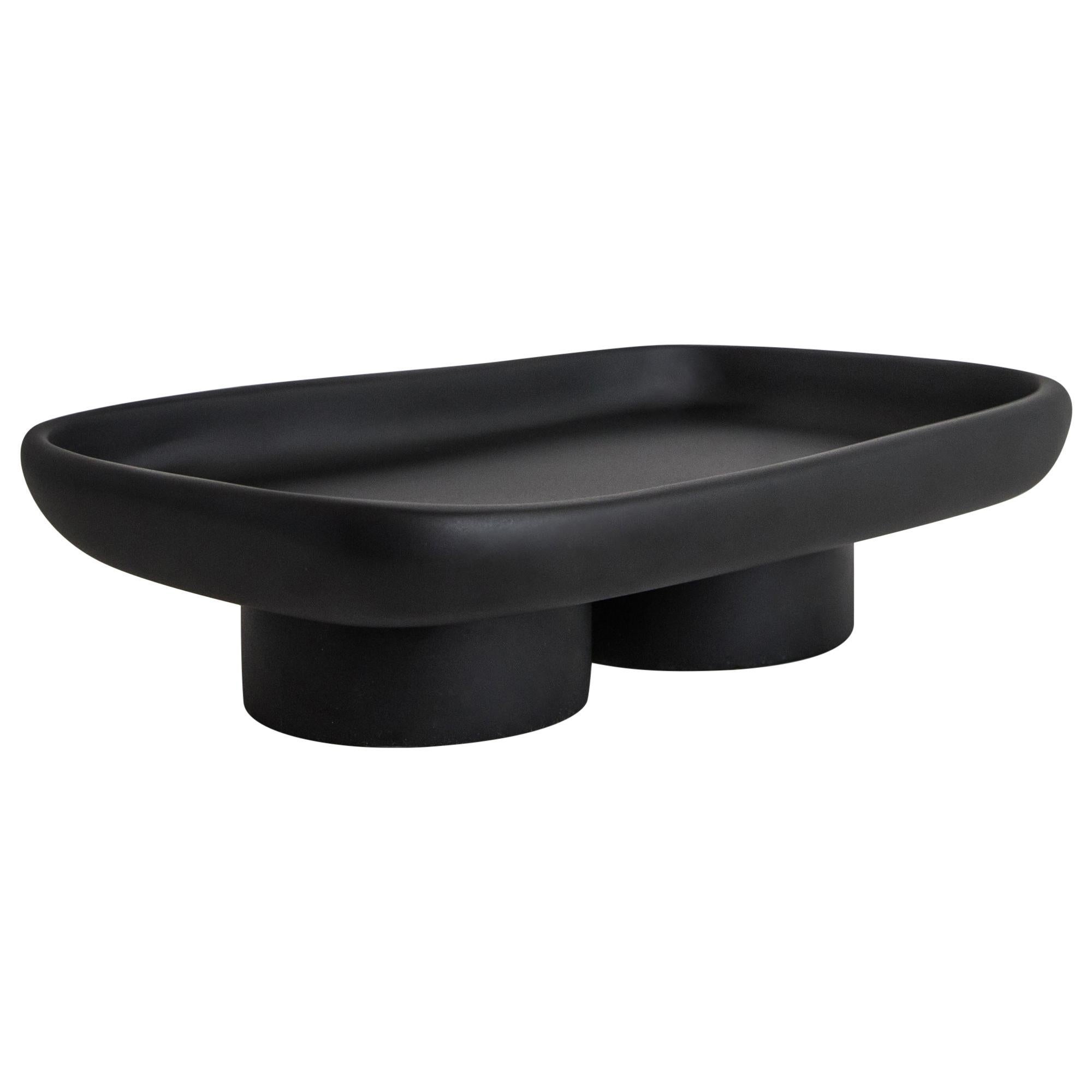 Black Handmade Small Resin Pedestal Tray by Baron y Vicario