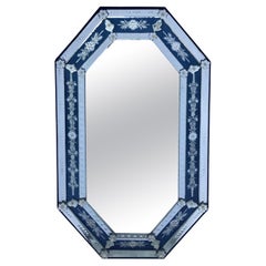 Italian Venetian Mirror with Cobalt Blue Glass