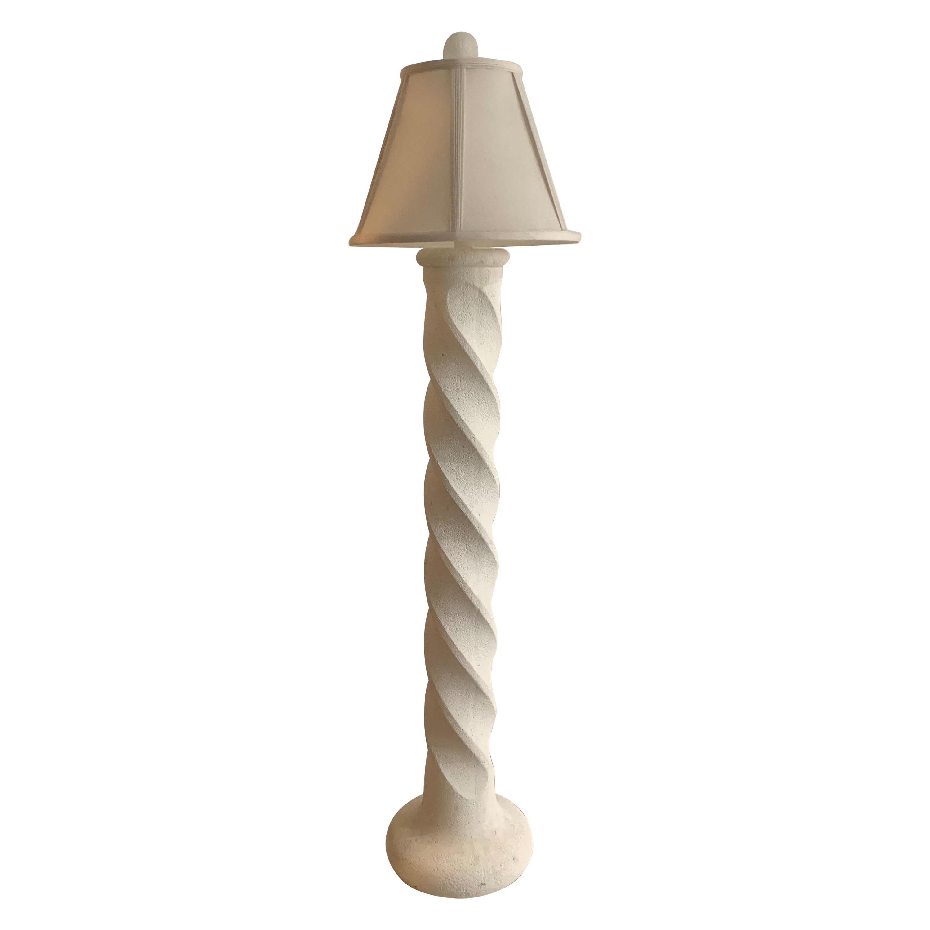 Plaster Spiral Floor Lamp in the Style of Michael Taylor, 1990s