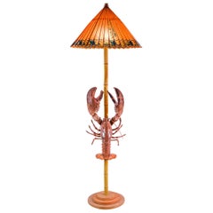 Jumbo Lobster Lamp with Antique Japanese Parasol Shade by Christopher Tennant