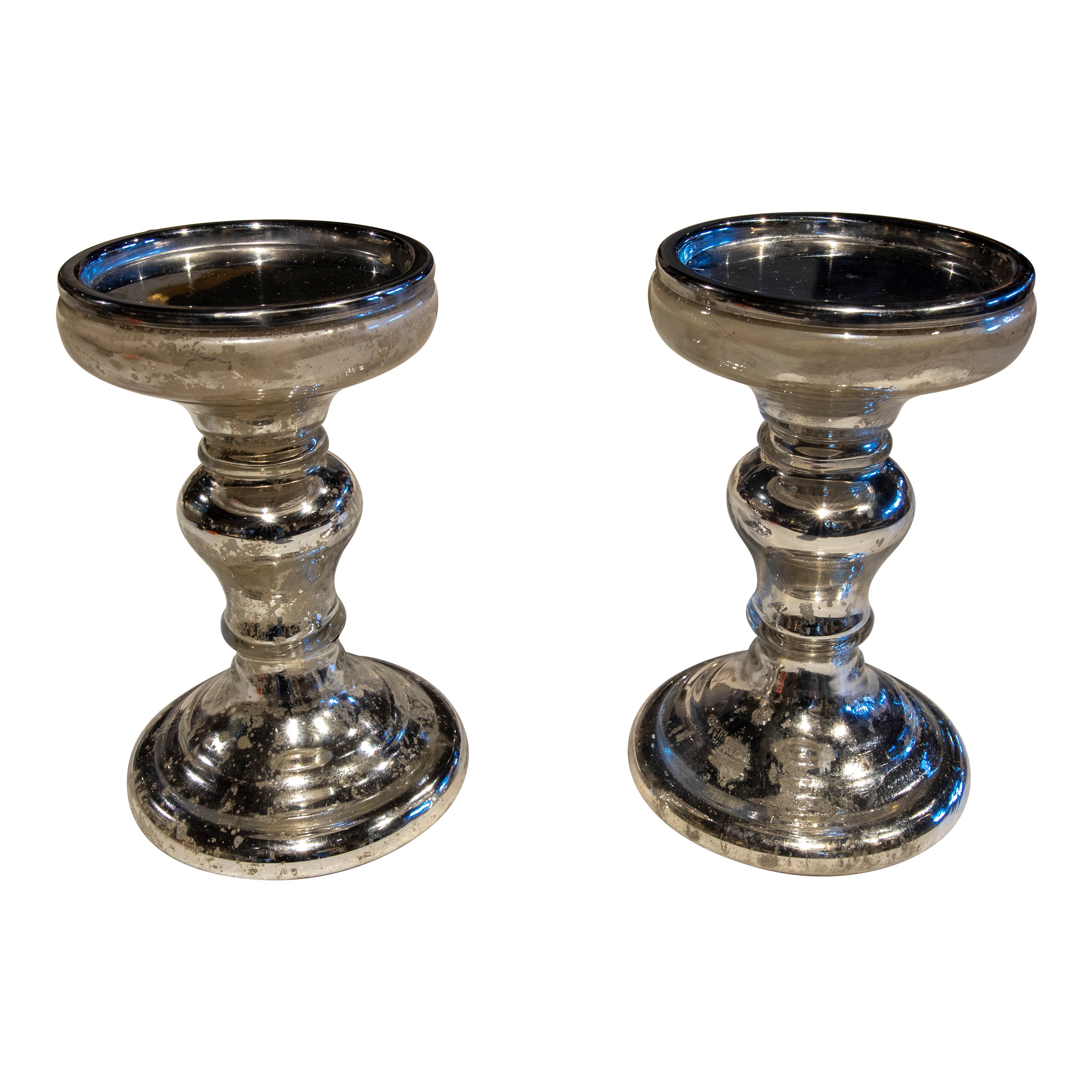 Pair of Crystal Candlesticks with Mirror For Sale