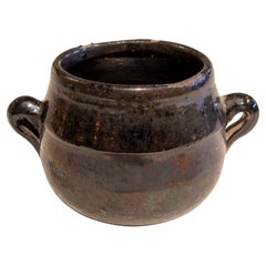 Cazuela de barro esmaltado marrón español