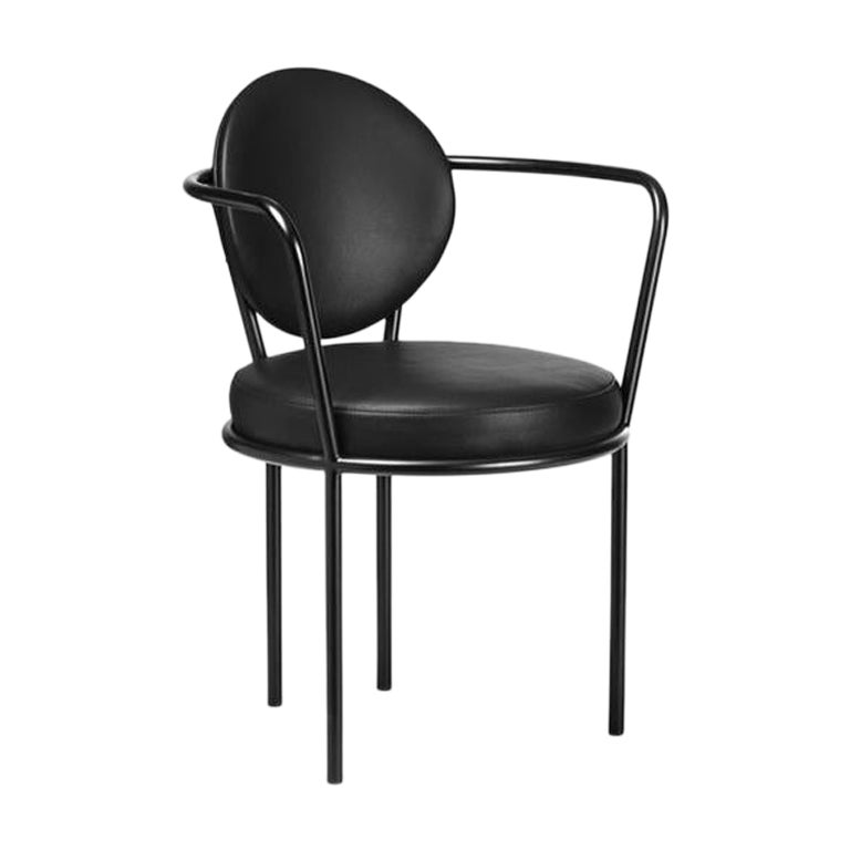 Casablanca-Stuhl, schwarzer Gestell mit schwarzem Leder im Angebot