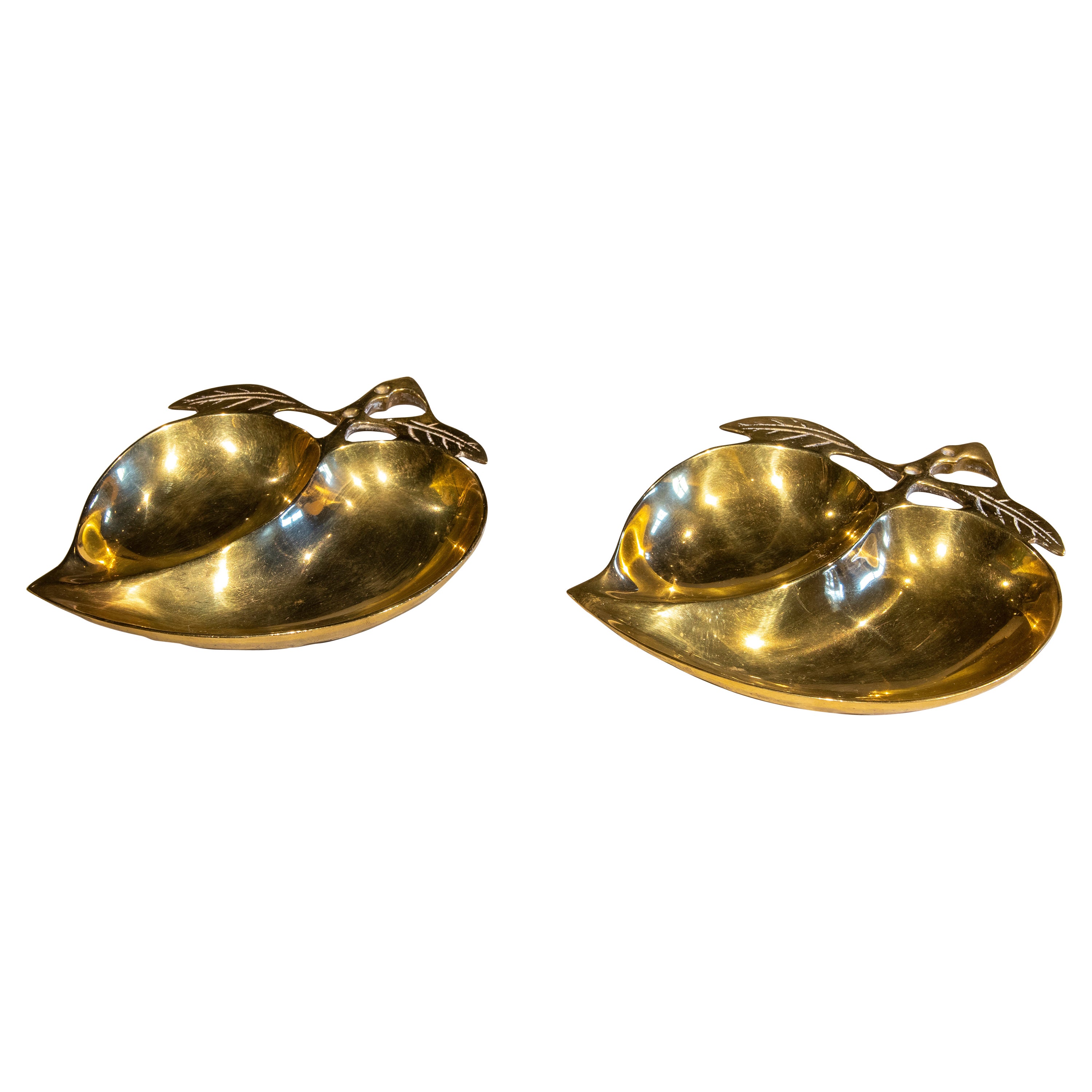 1970s Spanish  Pair of Bronze Apple-Shaped Ashtrays For Sale