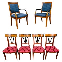 Regency Century Furniture Biedermeier Style Set of 6 Burl Dining Chairs
