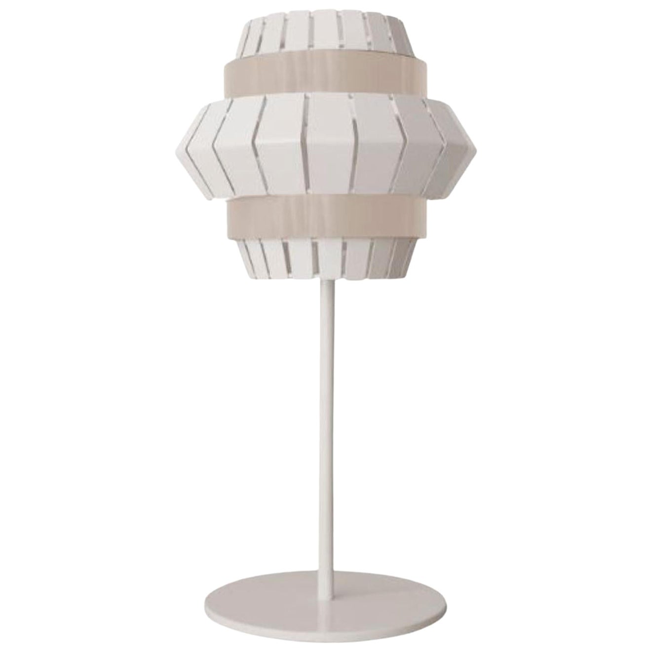 Ivory and Taupe Comb Table Lamp by Dooq For Sale