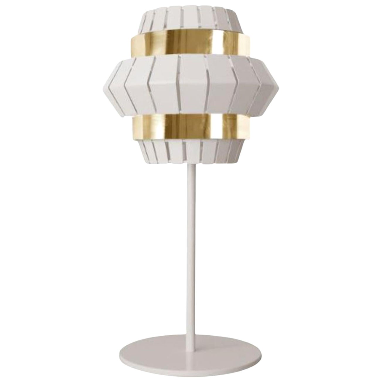 Ivory Comb Table Lamp with Brass Ring by Dooq For Sale