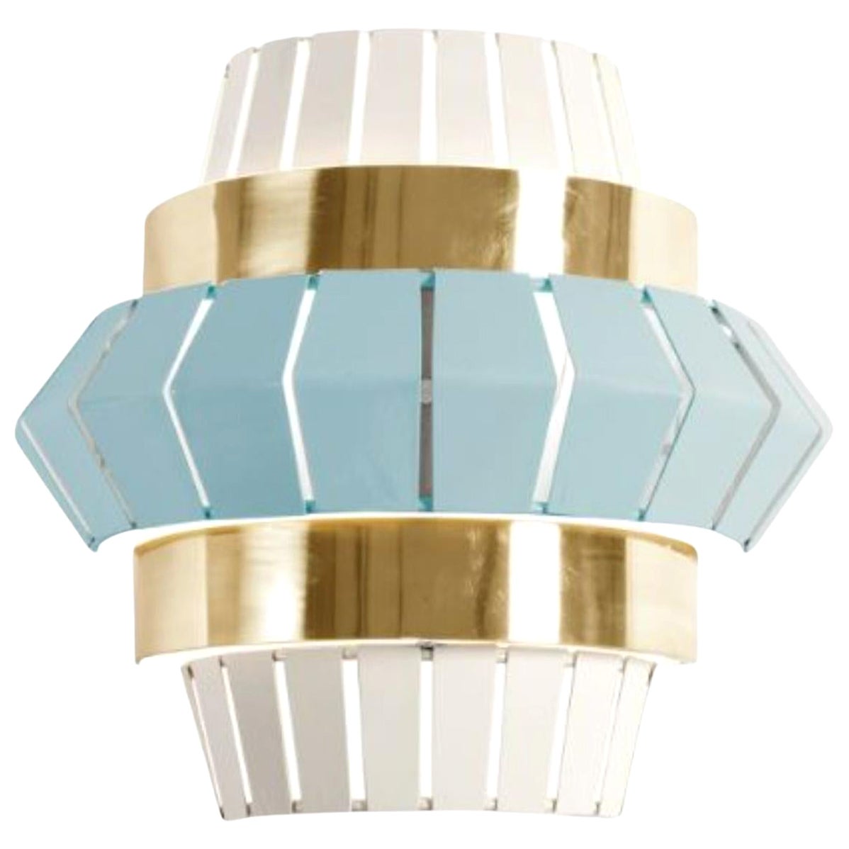 Jade and Ivory Comb Wall Lamp with Brass Ring by Dooq For Sale